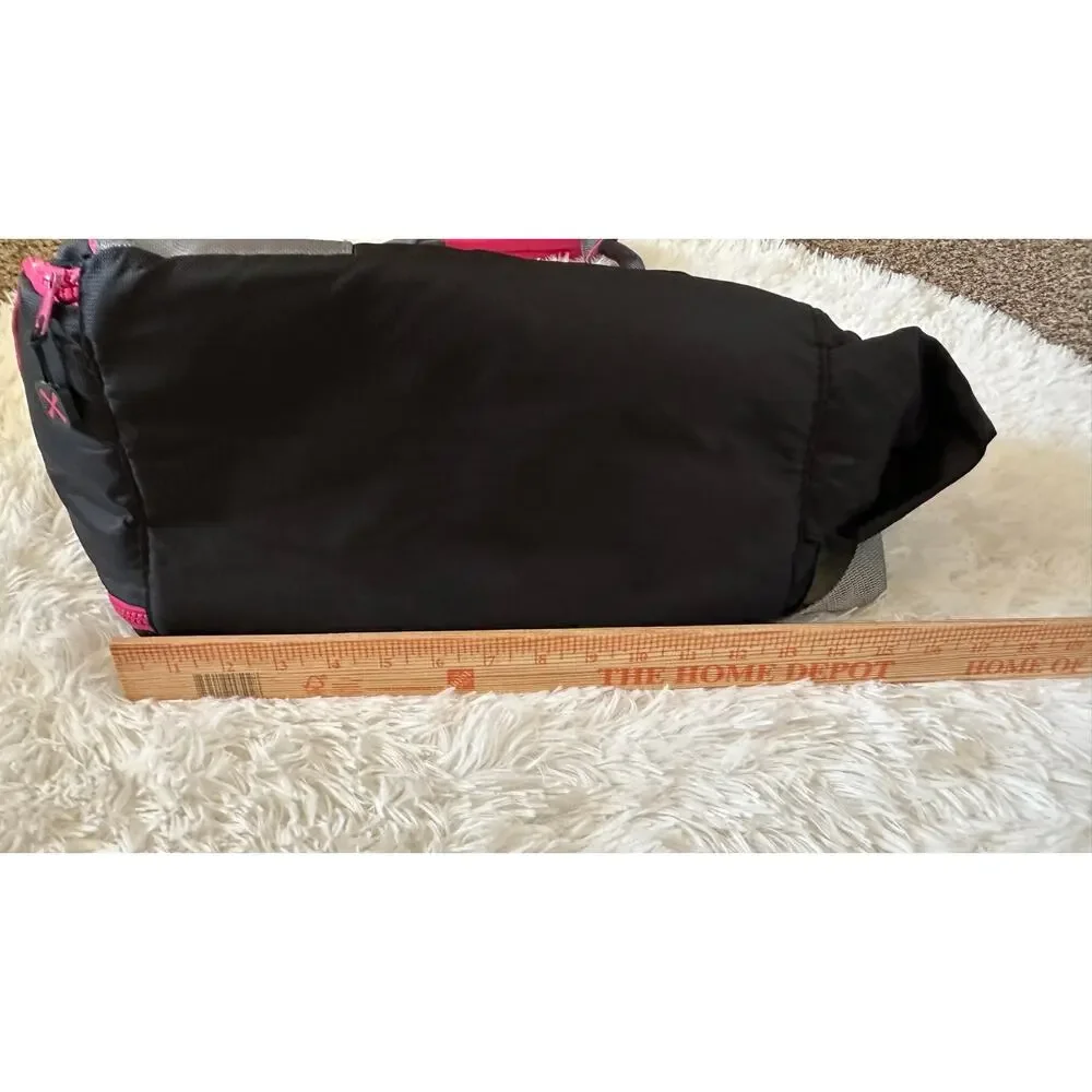 Fit & Fresh Insulated Lunch Tote Bag Black Gray Pink Large Zip Closure